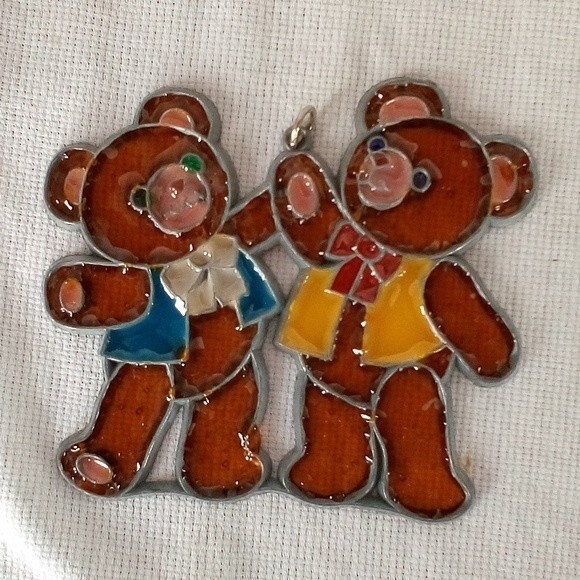 Teddy Bear Family Stained Glass Sun Catcher Rainbow Balloons - Picture 6 of 11